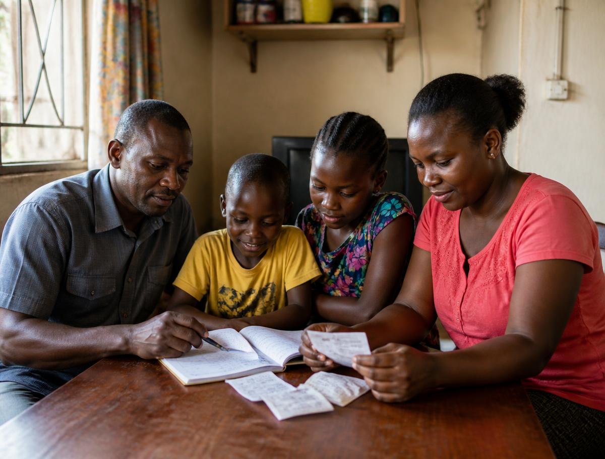 A family planning their savings together
